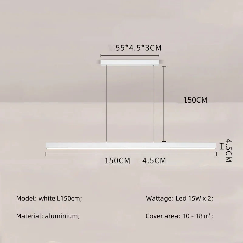Afralia™ Modern Straight Pendant LED Light - Minimalist Painted Aluminium Chandelier