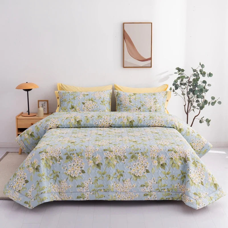 Afralia™ Cotton Quilted Bedspread Bed Cover Set for Queen King Double Bed