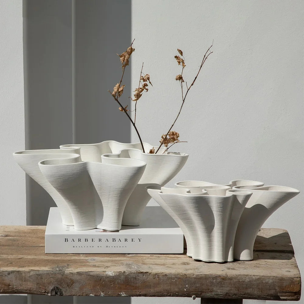 Afralia™ Geometric Fold Ceramic Vase: Abstract Handicraft Sculpture for Home Decoration