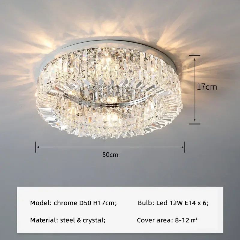 Afralia™ Crystal LED Ceiling Light Chandelier for Bedroom, Modern Round Indoor Lighting