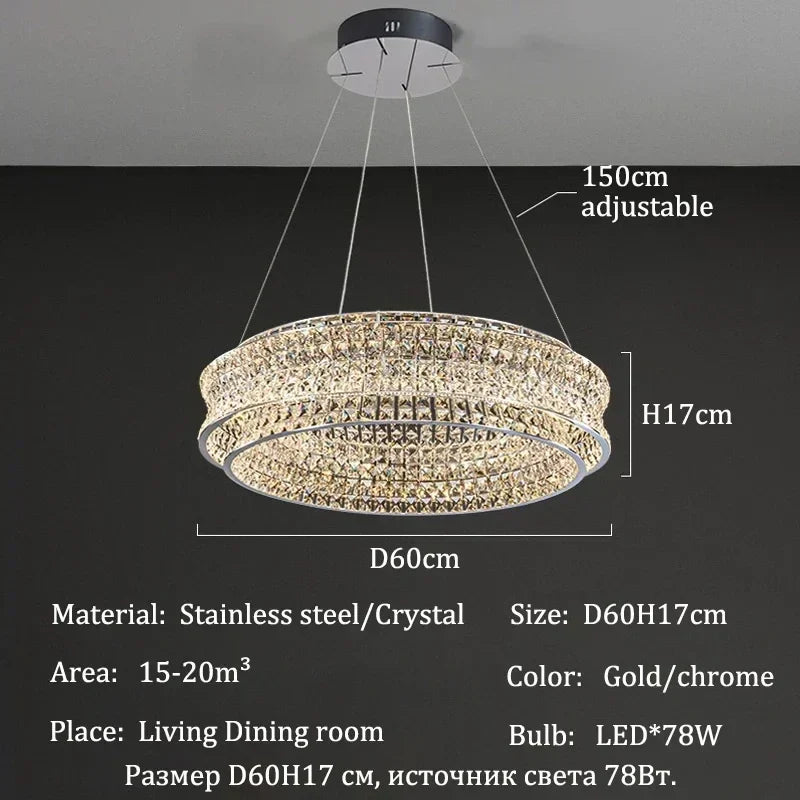Afralia™ Crystal Chandeliers LED Lighting for Home Living Dining Room Decor