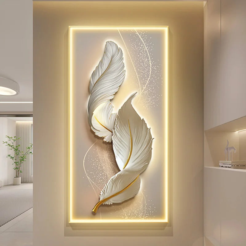 Afralia™ Feather Hanging LED Wall Lamp for Home Decor