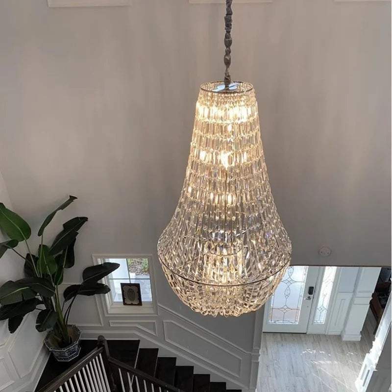 Afralia™ Modern Loft Duplex Villa Living Room Crystal Chandelier Staircase Chandelier Lamps