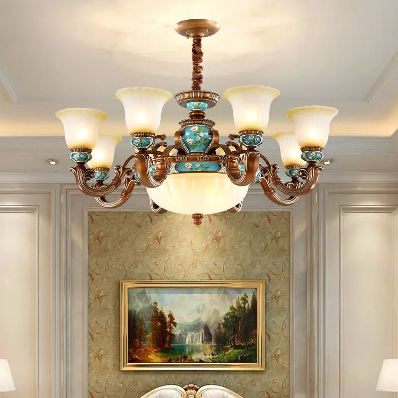Afralia™ European Vintage Resin Chandelier: Elegant Luxury Lighting for Living Room, Bedroom, and Restaurant