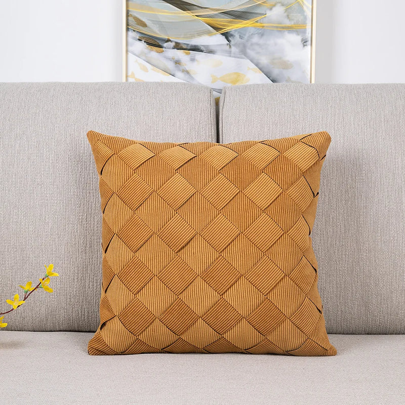 Afralia™ Nordic Plaid Corduroy Woven Cushion Cover Set