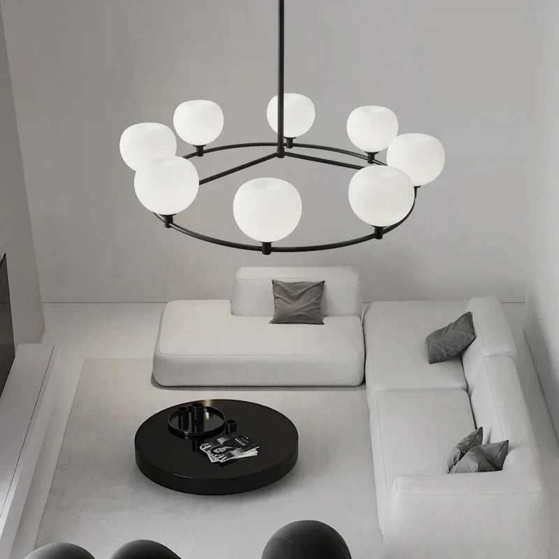 Afralia™ Brass and White Glass Pendant Lamp with Adjustable Height