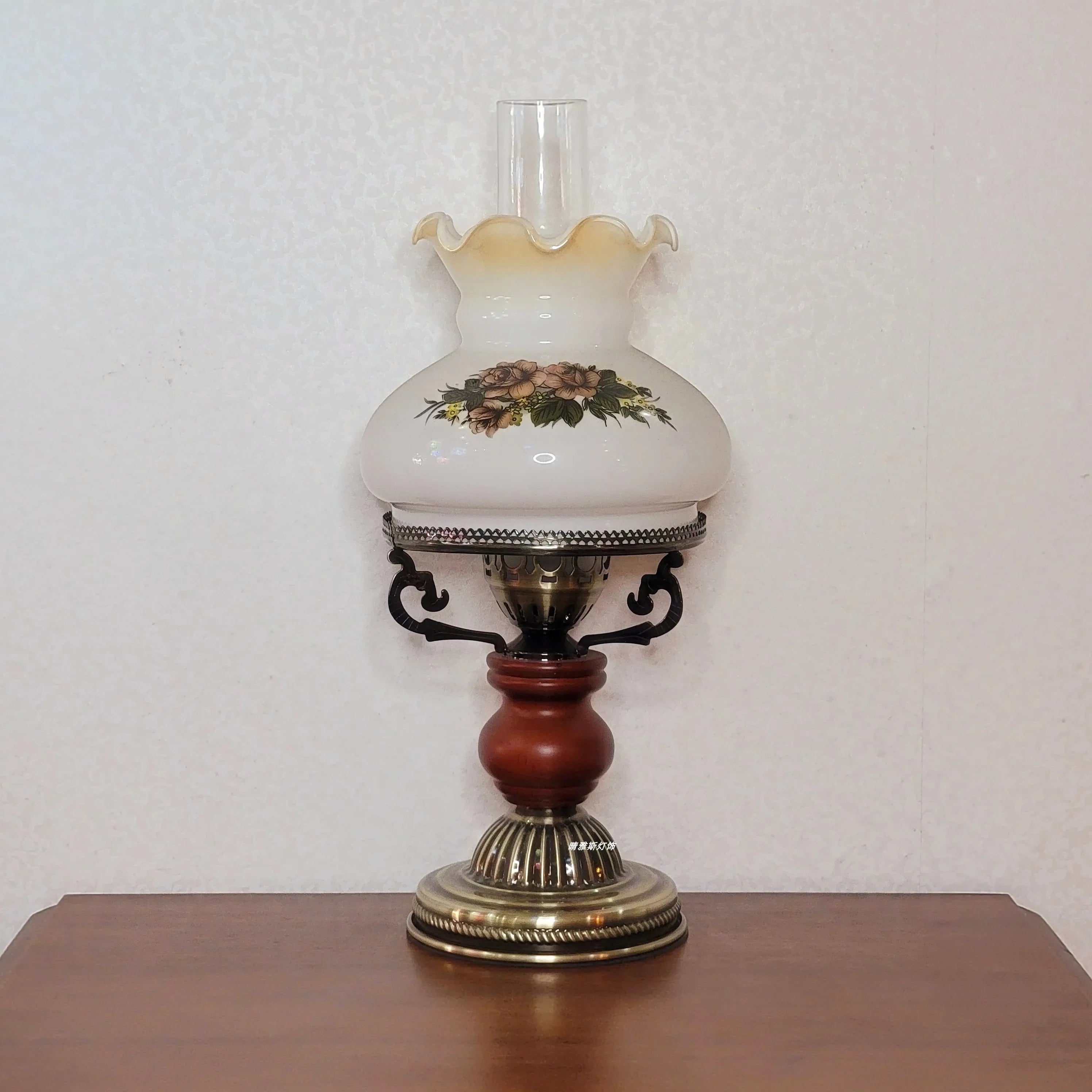 Afralia™ Vintage Solid Wood Desk Lamp for Living Room, Bedroom, and Study