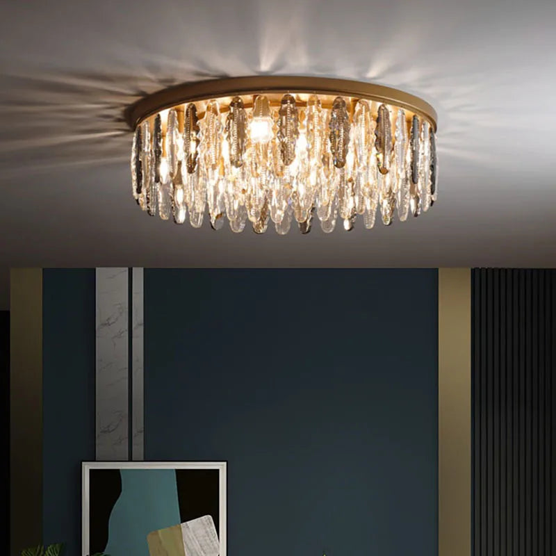 Afralia™ Crystal Ceiling Chandelier LED Lighting for Modern Minimalist Light Luxury Living Room