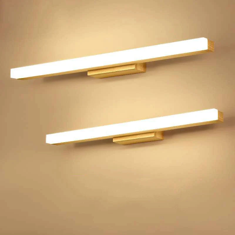 Afralia™ Modern Wooden Wall Lamp LED Mirror Light for Bedroom and Bathroom.