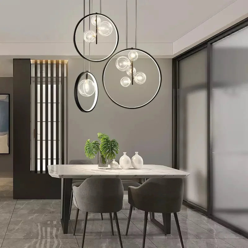 Afralia™ Glass Bubble LED Ceiling Chandelier for Dining Room and Cloths Store