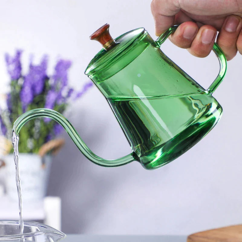 Afralia™ Pour Over Coffee Set Gooseneck Kettle Barista Tools Teaware Glass Teapot Pots