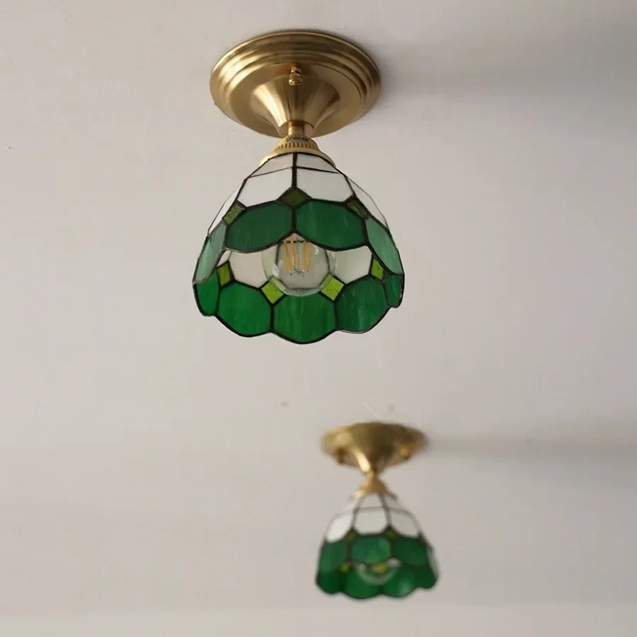 Afralia™ Tiffany Glass LED Ceiling Light - Modern Nordic Style Flush Mount Lamp
