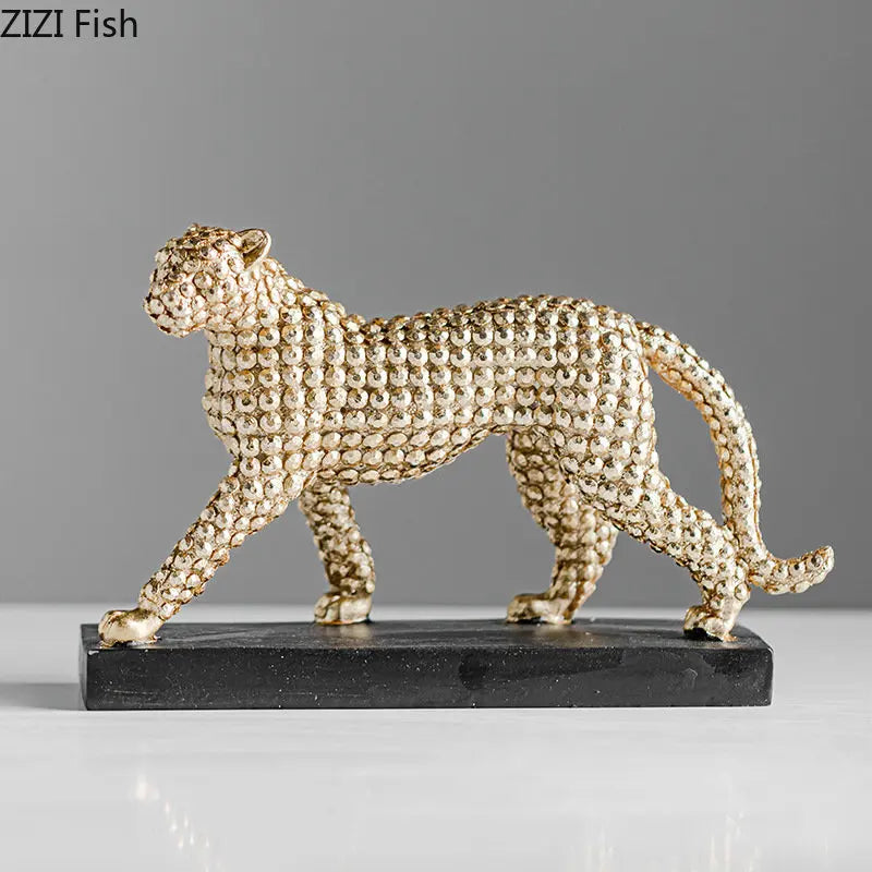 Afralia™ Resin Leopard Cheetah Sculpture - Decorative Imitation Animal Figurine