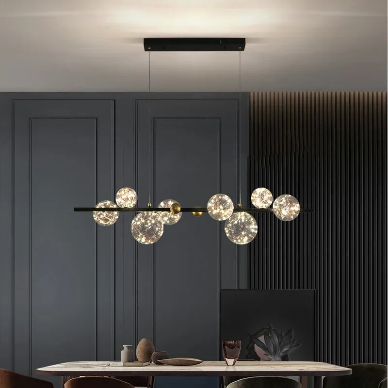 Afralia™ Modern Dimmable Metal Pendant Lights with Glass Globe for Dining Room & Bar