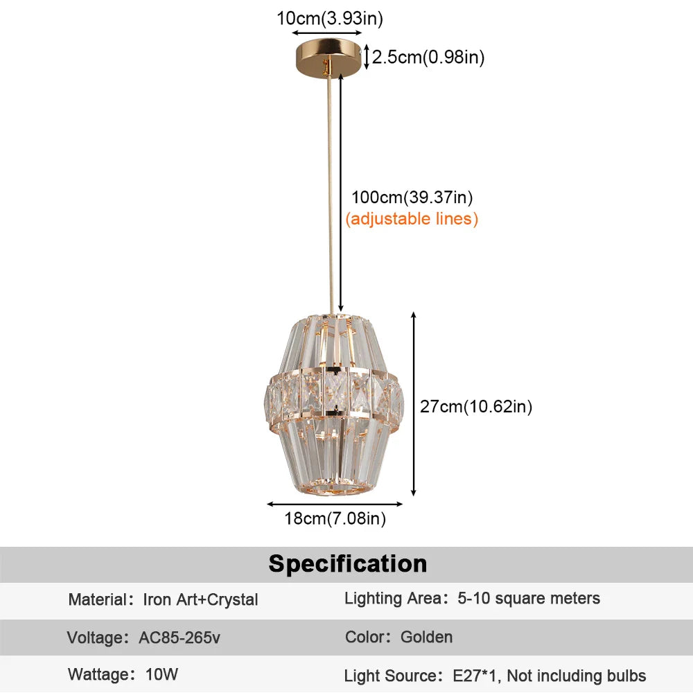 Afralia™ Retro Crystal Chandelier Pendant Light for Home Decor