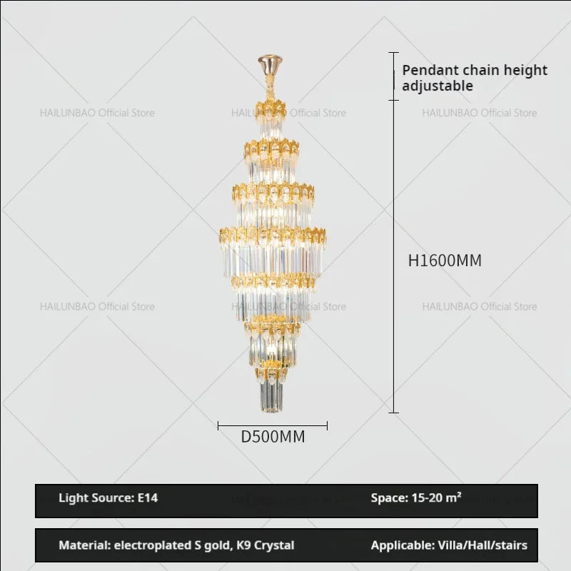 Afralia™ Crystal Staircase Chandelier: Luxurious European Style for Villa Living