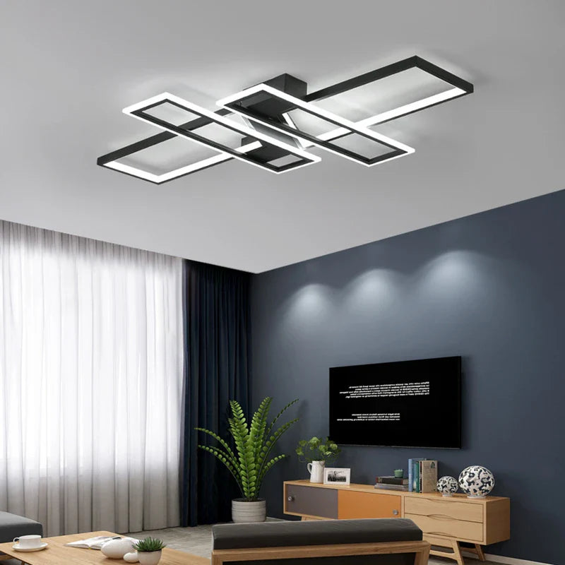 Afralia™ Modern LED Chandeliers: Living/Dining/Bedroom Ceiling Light with Remote Control, Aluminum, White/Black