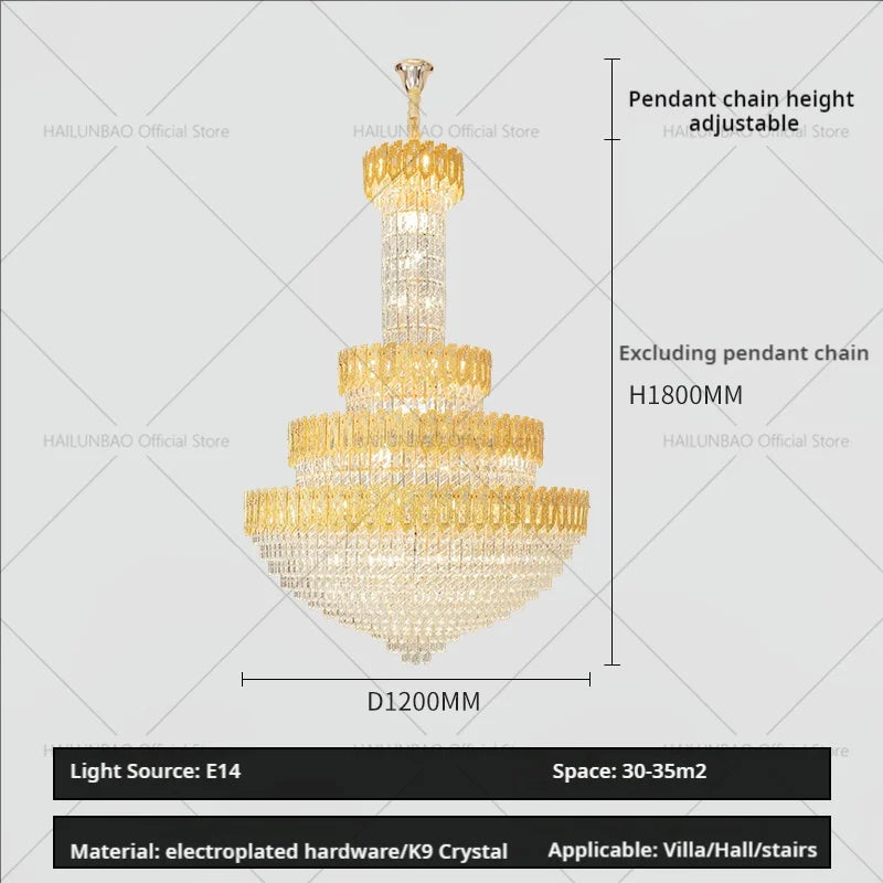 Afralia™ Postmodern Crystal Chandelier for Luxury Living Room and Hotel Lobby