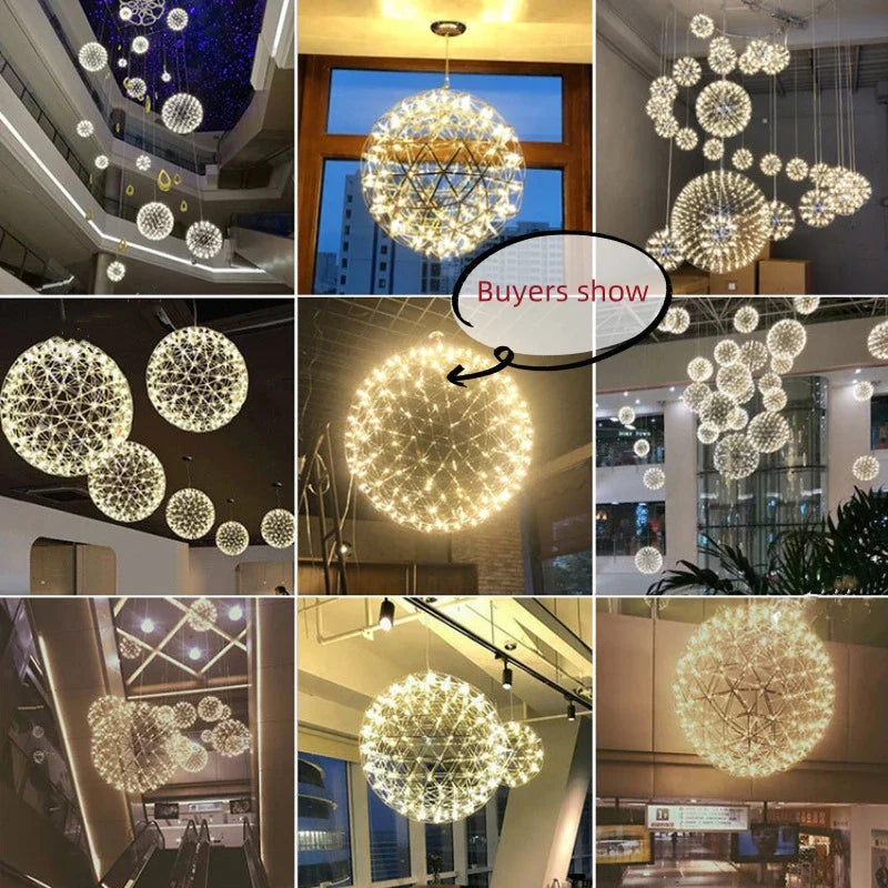 Afralia™ Spark Ball Pendant Chandelier, Designer LED Lamp, 304 Stainless Steel