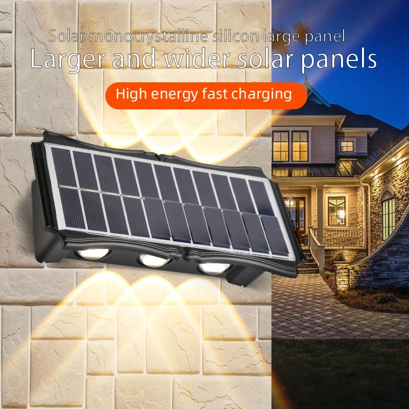 Afralia™ Solar Up and Down Wall Lamp for Outdoor Lighting Refined Garden Decor