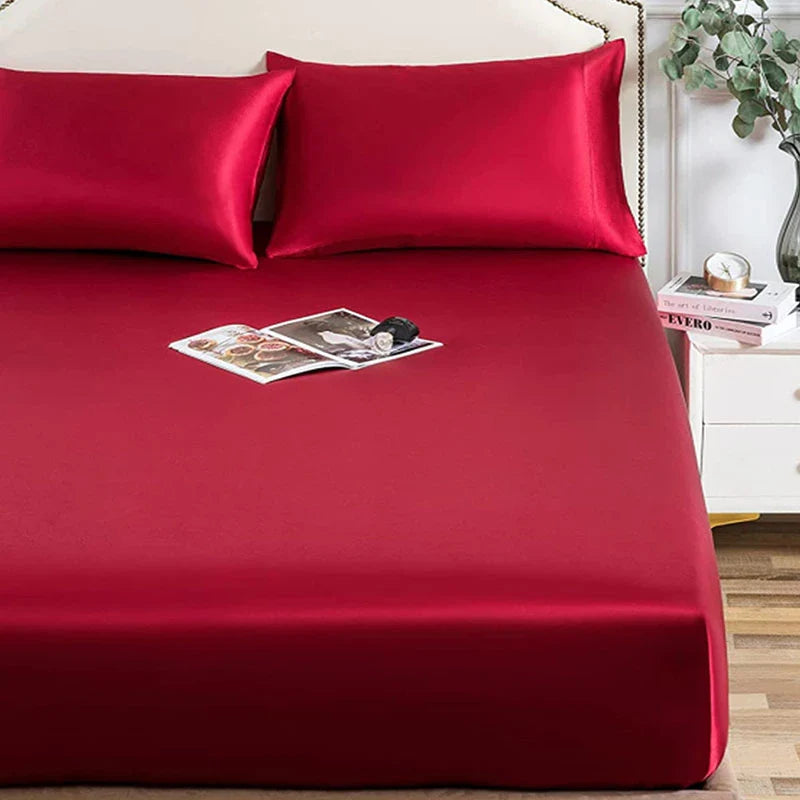 Afralia™ High-Quality Rayon Satin Bed Sheets King Queen Full Twin Single Double Bed Linen