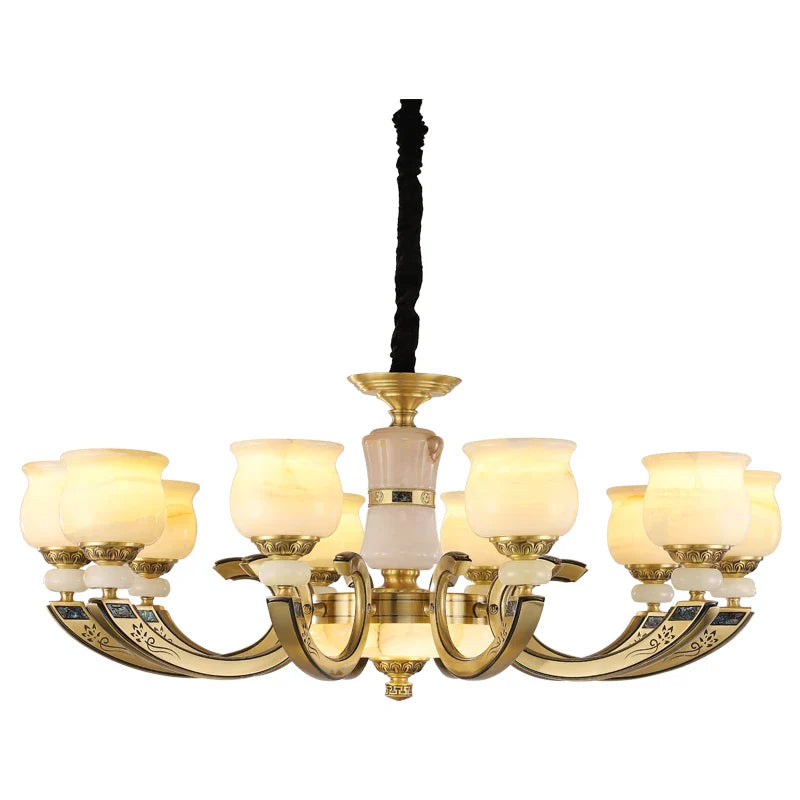 Afralia™ Copper Jade Pendant Lamp: Modern Chinese Style Dining Room Decor for Villas