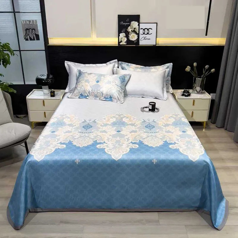 Afralia™ Multicolour Floral Patchwork Satin Bed Cover Set for Smooth Summer Comfort