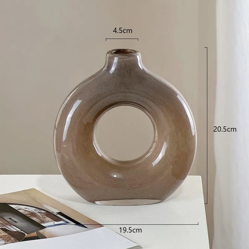 Afralia™ Geometric Circles Glass Vase for Home Decor and Flower Arrangement