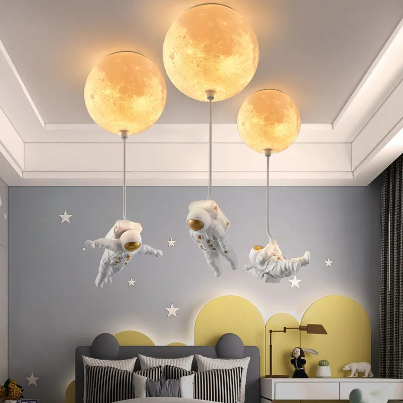 Afralia™ Astronaut Globe Ceiling Light for Kids Room - 18cm/20cm/25cm