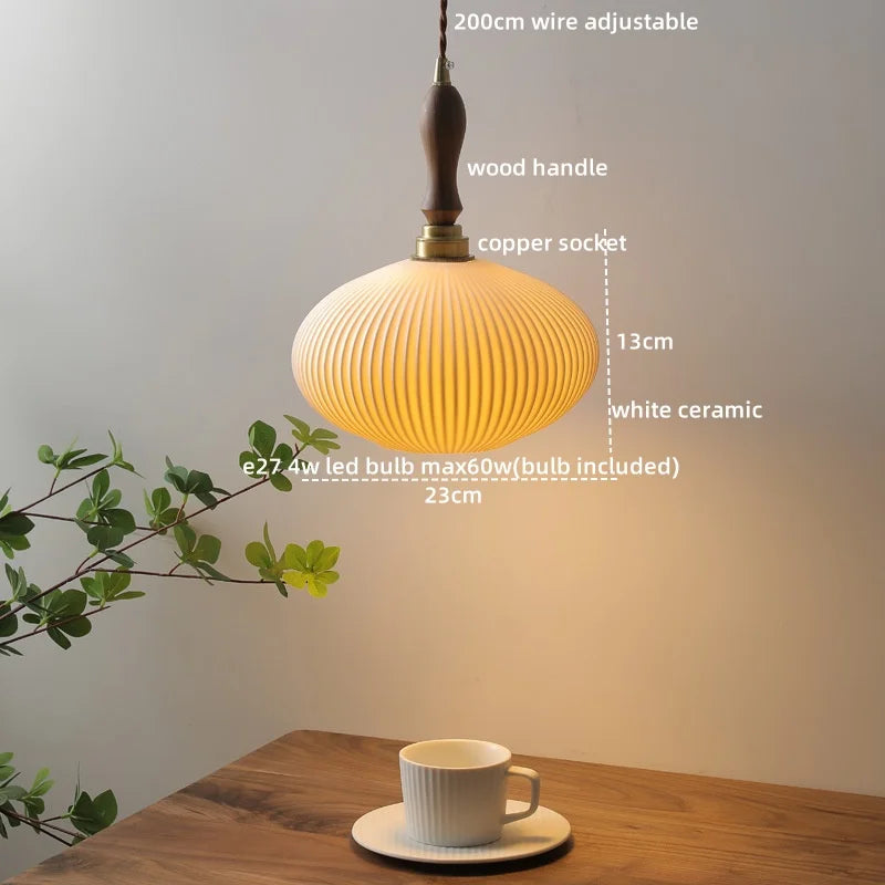 Afralia™ Ceramic LED Pendant Light Nordic Modern Hanging Lamp for Home Decor