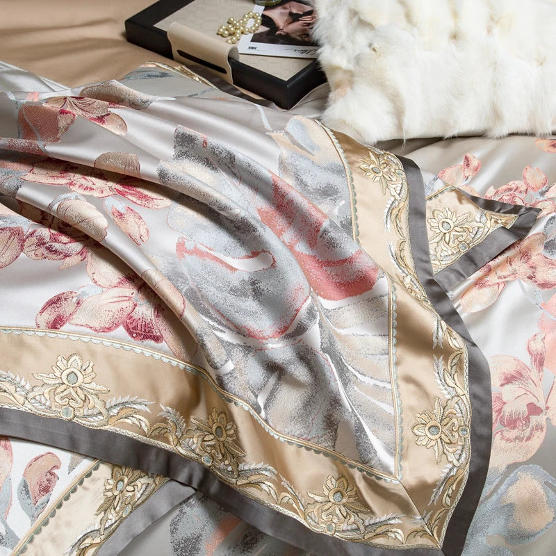 Afralia™ Silk Jacquard Egyptian Cotton Bedding Set - Queen/King Size Linens