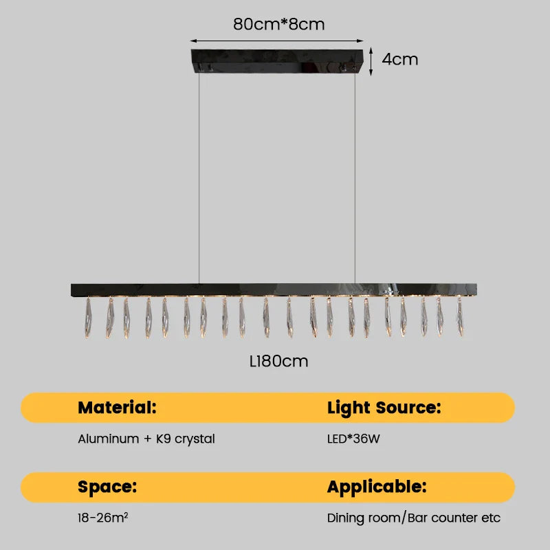 Afralia™ Silver Rectangle Crystal Chandelier for Dining Living Room Large Modern Style