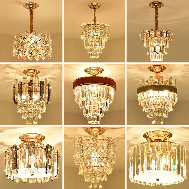 Afralia™ Crystal LED Ceiling Chandelier for Home Decor
