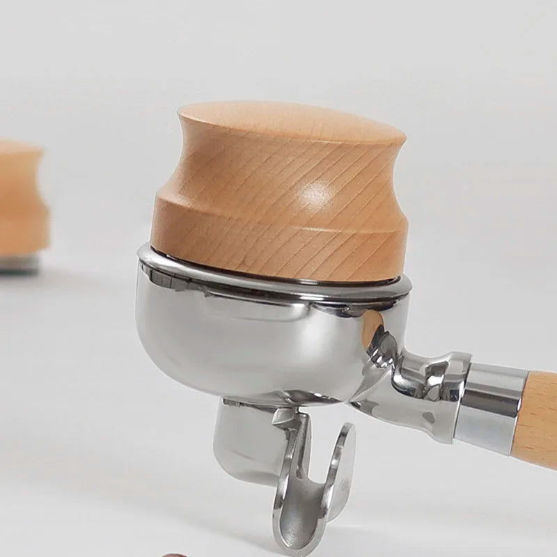 Afralia™ Professional Espresso Tamper, Adjustable Depth, 51/53/58mm Stainless Steel Beech Wood Handle