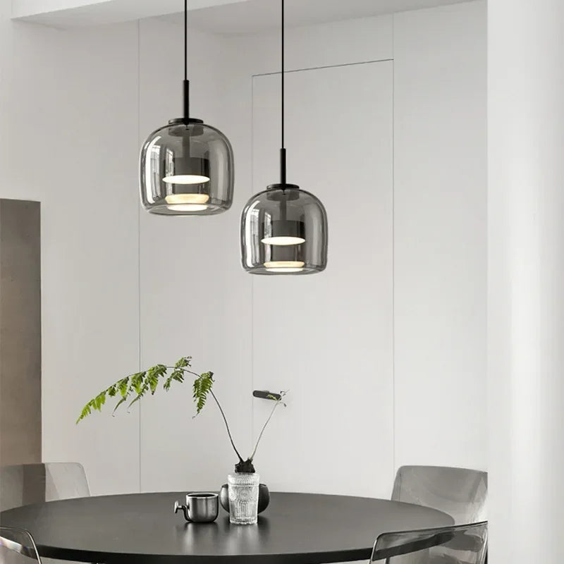 Afralia™ Modern Glass LED Pendant Lights for Dining Room Kitchen Table & B&B Loft Stair Chandeliers