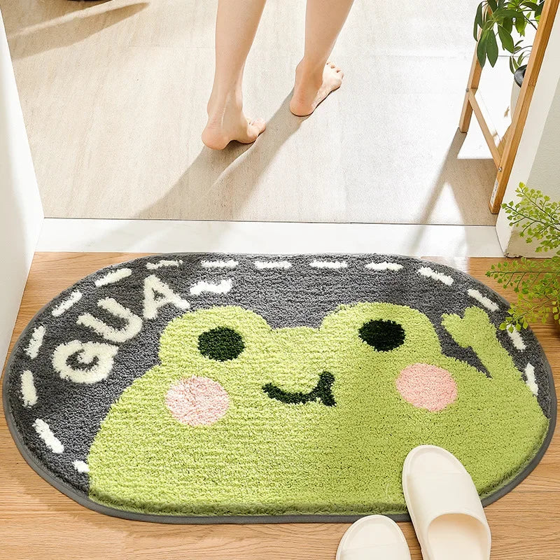 Afralia™ Cartoon Animal Bathroom Carpet - Non-slip Absorbent Soft Bath Rug
