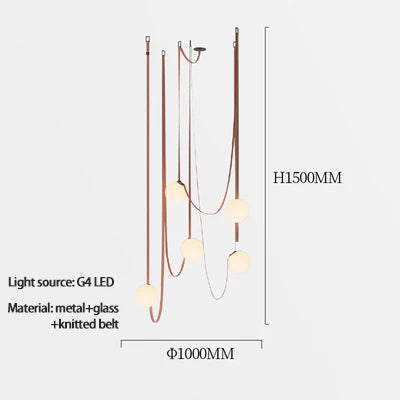 Afralia™ Nordic Leather Glass LED Pendant Lamp for Dining Living Room Bedroom Lighting