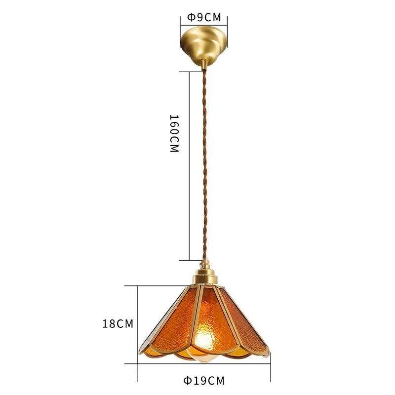 Vintage Pendant Lamp for Bedroom Bar Cafe Glass Copper LED Pendant Lights by Afralia™