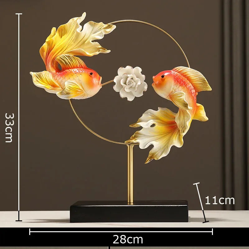 Afralia™ Lotus Carp Resin Sculpture Decor - Desk Ornaments for Aesthetic Room Decor