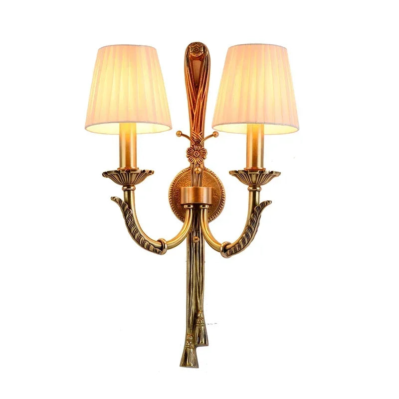 Afralia™ Retro Copper Two Arm Wall Lamp for Indoor Lighting Fixture