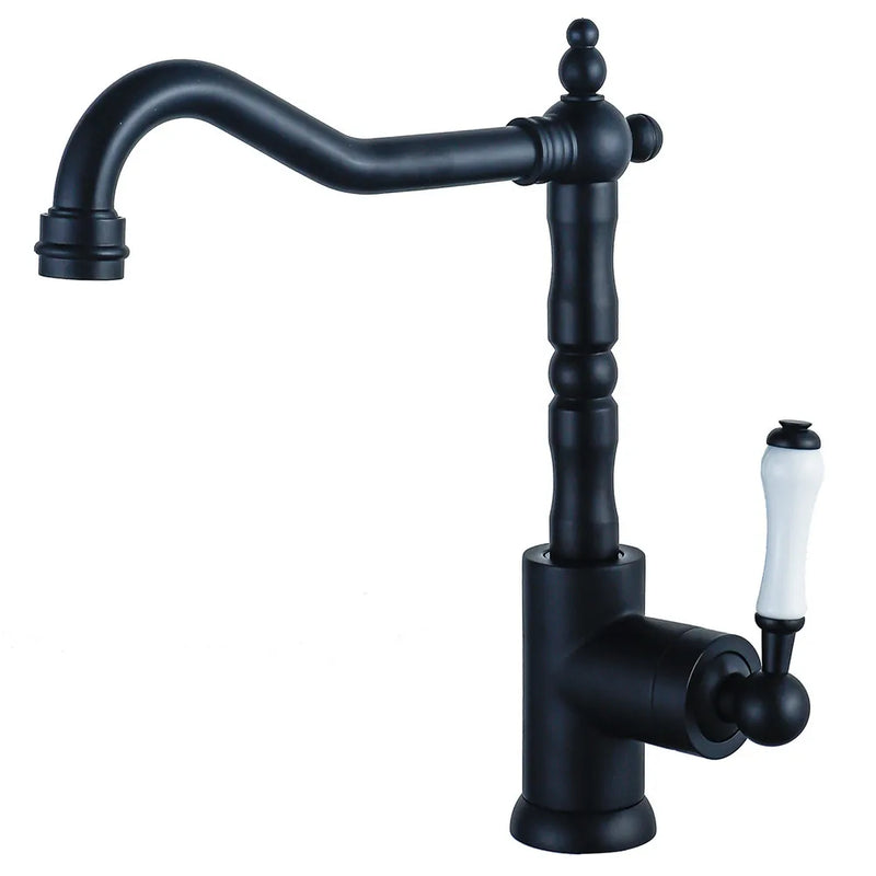 Afralia™ Black Antique Kitchen Faucet Single Lever Mixer Tap Hot Cold Water Chrome