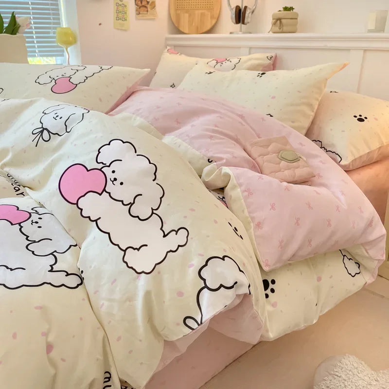 Afralia™ Cartoon Printed Cotton Quilt Cover Set - Soft, Breathable, Colorfast Bedding