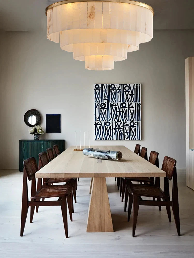 Afralia™ Marble Ceiling Chandelier Dimmable Round Vintage Hanging Lamp - 31" Luxe Dining Room Lighting