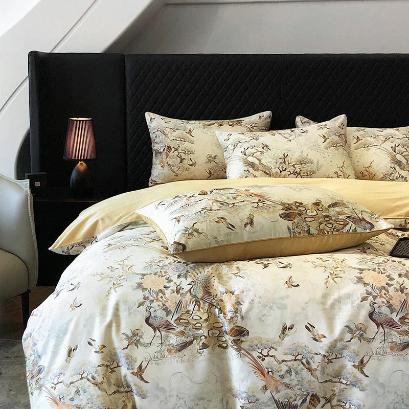 Afralia™ Colorful Egyptian Cotton Bedding Set for King Queen Europe Bed Linens