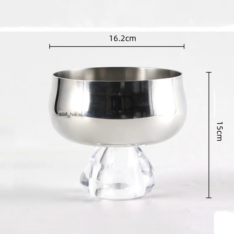 Afralia™ Stainless Steel Fruit Bowl with Transparent Base, High-legged, Desktop Storage Container