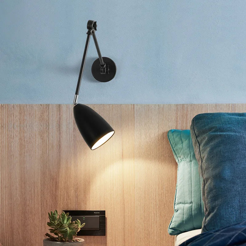 Afralia™ Swing Long Arm Iron Art LED Wall Light - Nordic Minimalism Bedroom Living Room Lampara Pared
