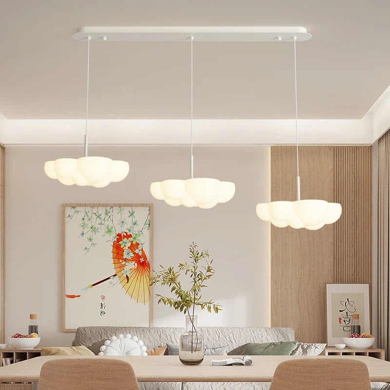 Afralia™ Cloud White Floating Pendant Chandelier for Dining Room, Kitchen Island, Indoor Lighting