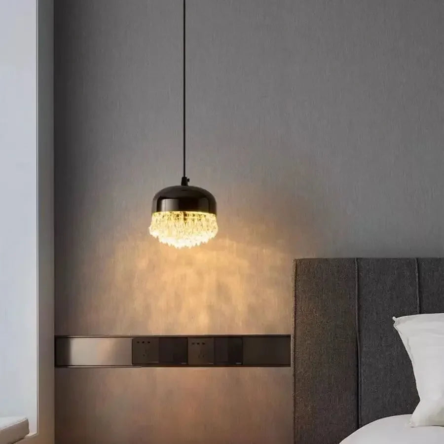 Afralia™ Crystal Tassel Chandelier for Bedroom Dining Room Bedside Glass Pendant Light