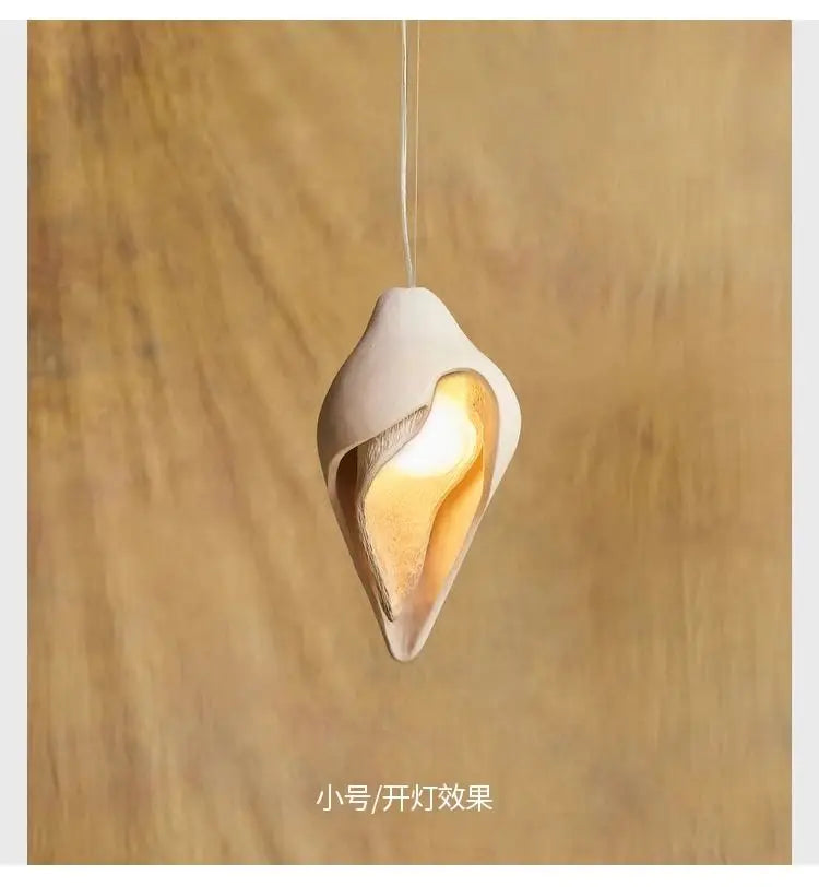 Afralia™ Gypsum Conch Pendant Lamp, Wabi Sabi Style for Living Room, Bedroom, and Staircase