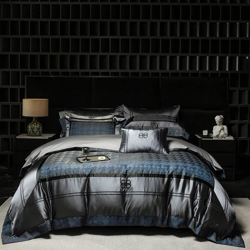Afralia™ Luxe Brocade Jacquard Bedding Set with Egyptian Cotton & Embroidery
